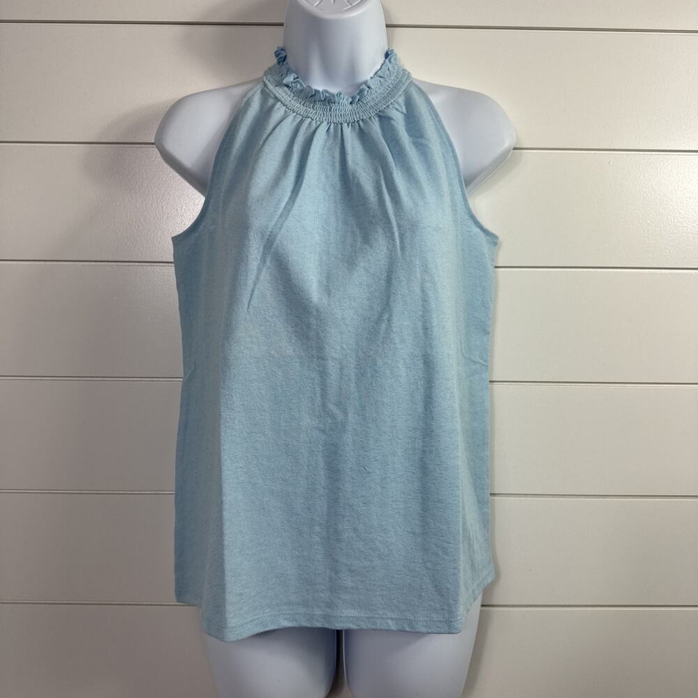 LOFT Sleeveless Tank Top High Neck Light Blue sz XS